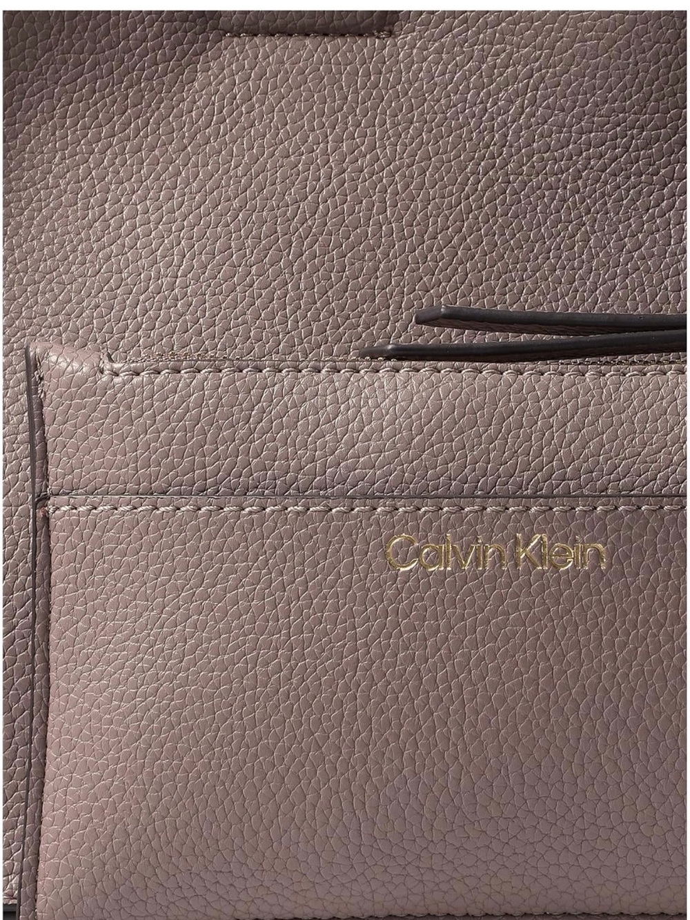 Calvin Klein Pebbled Leather Shoulder Tote in Mauve Taupe with Matching Pouch - Picture 6 of 6